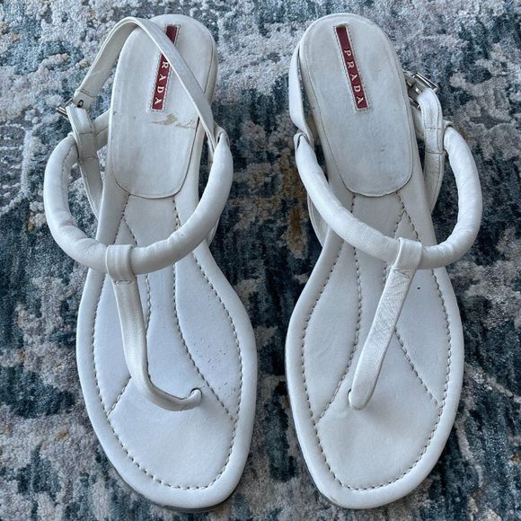 Prada Leather Thong Wedge Sandal - Picture 3 of 11